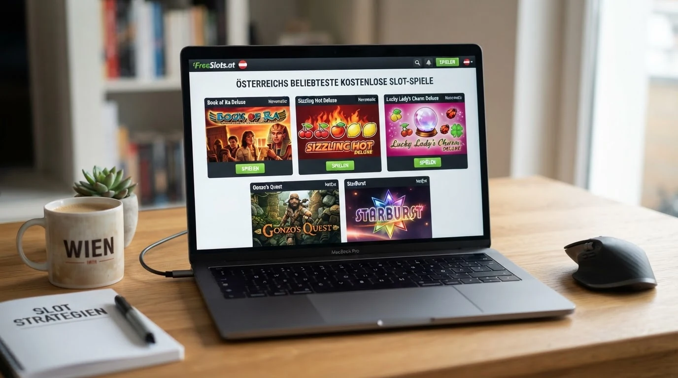 Bildschirm mit den fünf meistgesuchten Spielautomaten in einer Übersicht — Book of Ra, Starburst, Eye of Horus, El Torero, Sizzling Hot