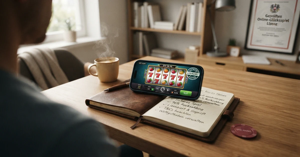 Bildschirmfoto einer Casino-Vergleichstabelle mit hervorgehobenen RTP-Prozentwerten und Lizenz-Siegeln, auf einem Schreibtisch mit Smartphone und Notizblock