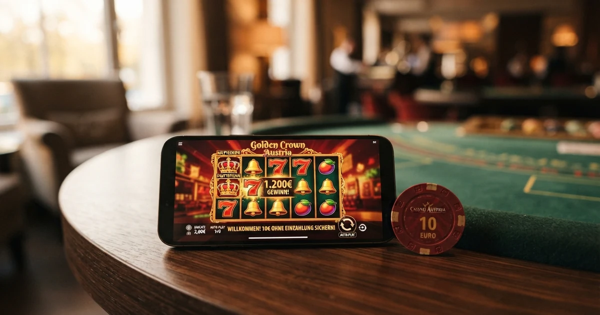 Eine Übersicht von Online-Casino-Bonusangeboten auf einem Bildschirm mit dem Fokus auf „Bonus ohne Einzahlung“ und dem Hinweis auf die österreichische Marktlage
