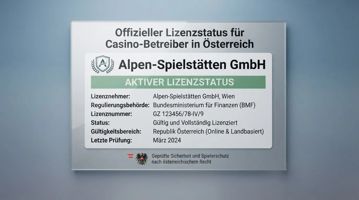 Eine Übersichtsgrafik mit den zehn im Artikel verglichenen Casino-Betreibern und farblicherMarkierung ihres Lizenzstatus in Österreich
