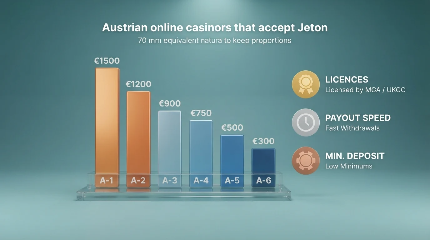 Übersichtstabelle mit den Logos und Bewertungen der zehn geprüften Jeton-Casino-Anbieter