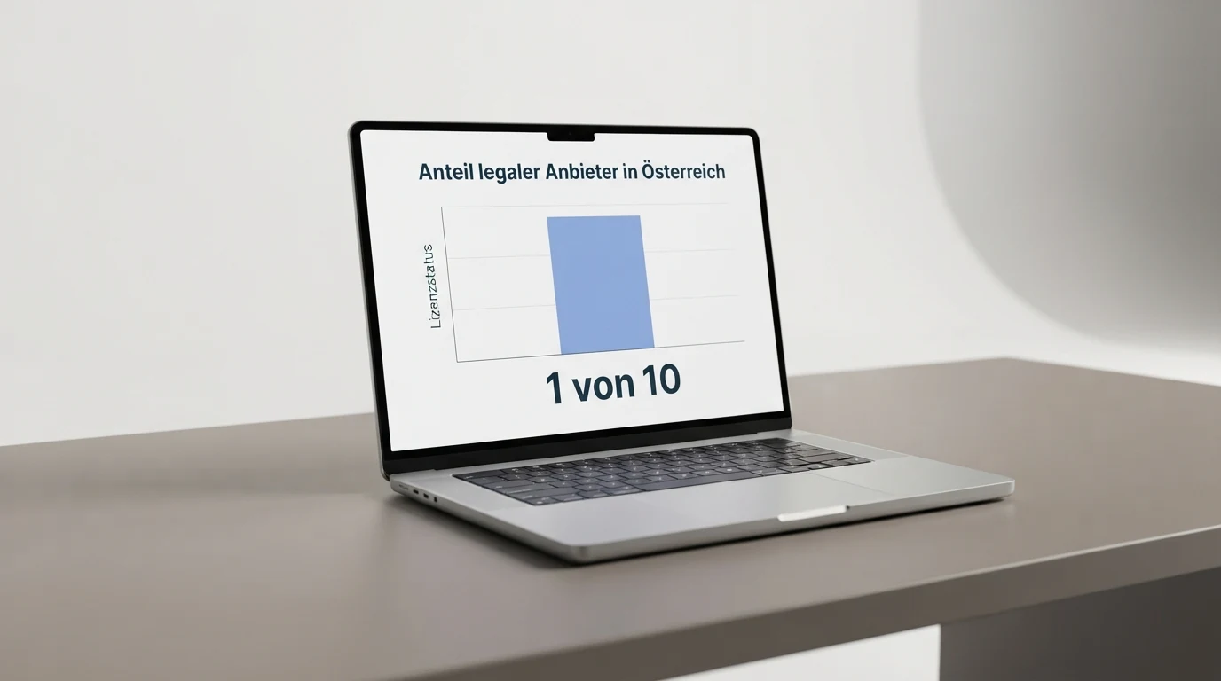 Übersichtsgrafik mit den Logos der zehn vorgestellten Anbieter und farblich markiertem AT-Lizenzstatus