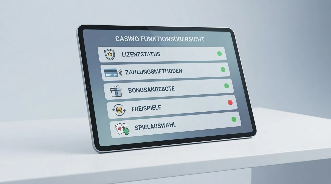 Übersichtliche Vergleichstabelle mit Casino-Logos, farblich markierten Lizenzstatus-Spalten und Apple-Pay-Symbolen