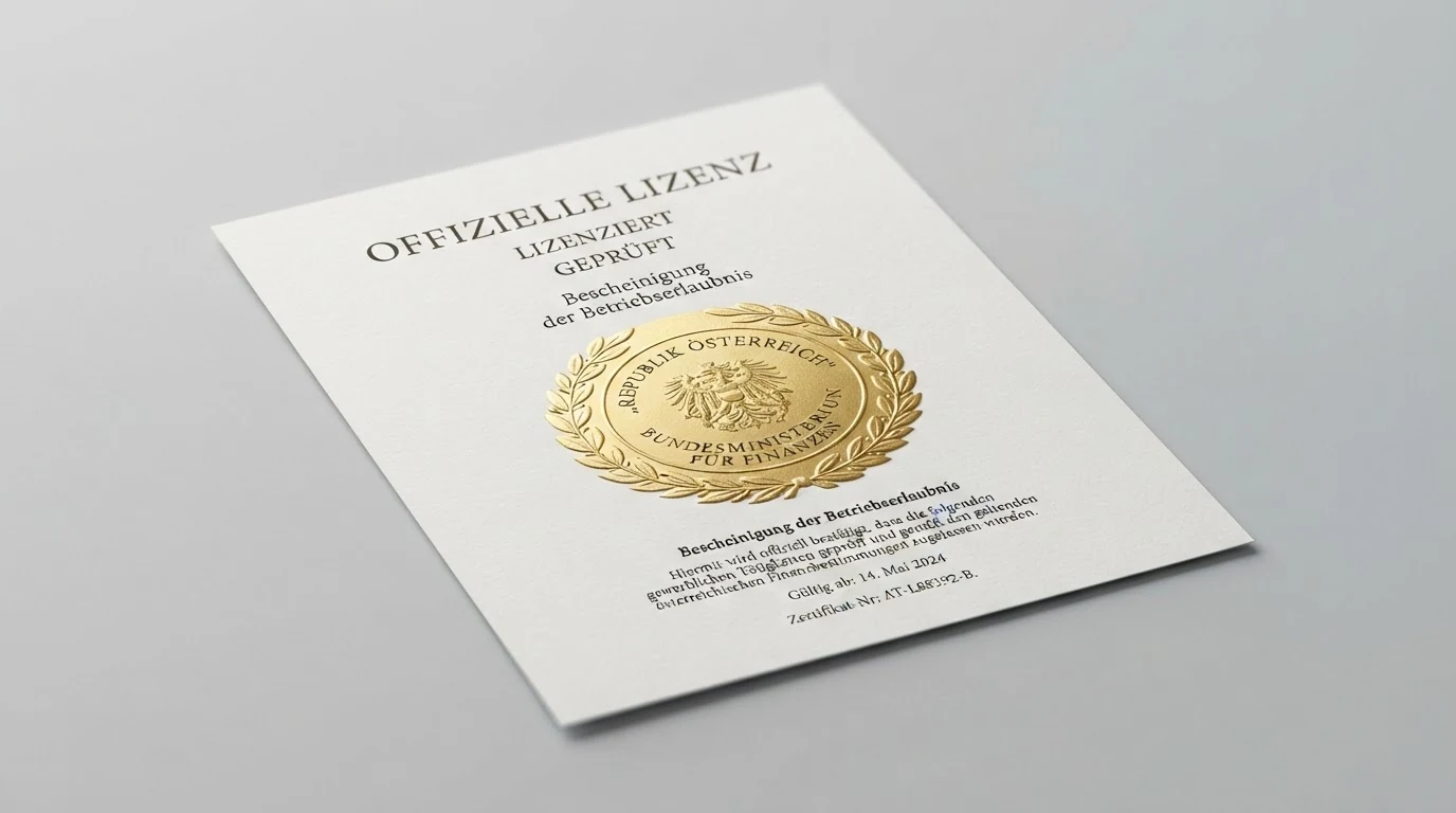 Ein offiziell wirkendes Dokument mit dem Schriftzug „Bundesministerium für Finanzen“ und dem Titel „Glücksspielkonzession“