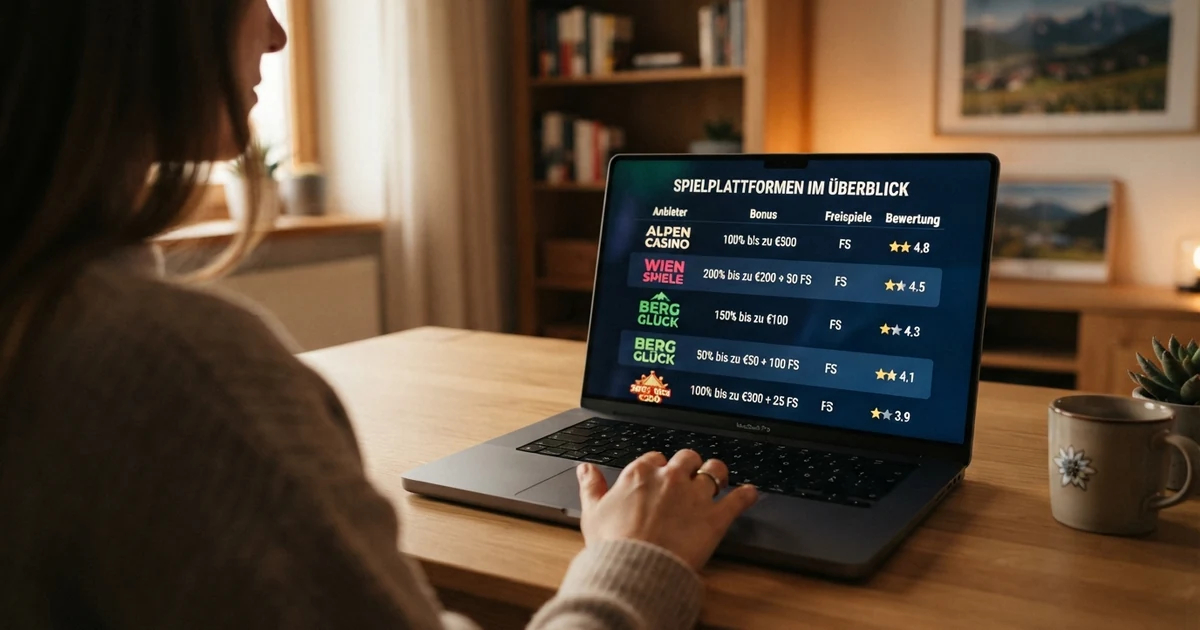 Übersichtstabelle mit Krypto-Casino-Logos, Bonus-Prozentsätzen und Kryptowährungs-Symbolen auf einem Bildschirm