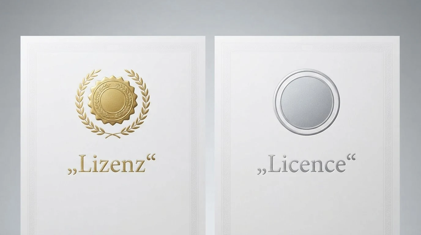 Grafische Gegenüberstellung: links die österreichische Glücksspielkonzession, rechts eine MGA-Lizenz aus Malta