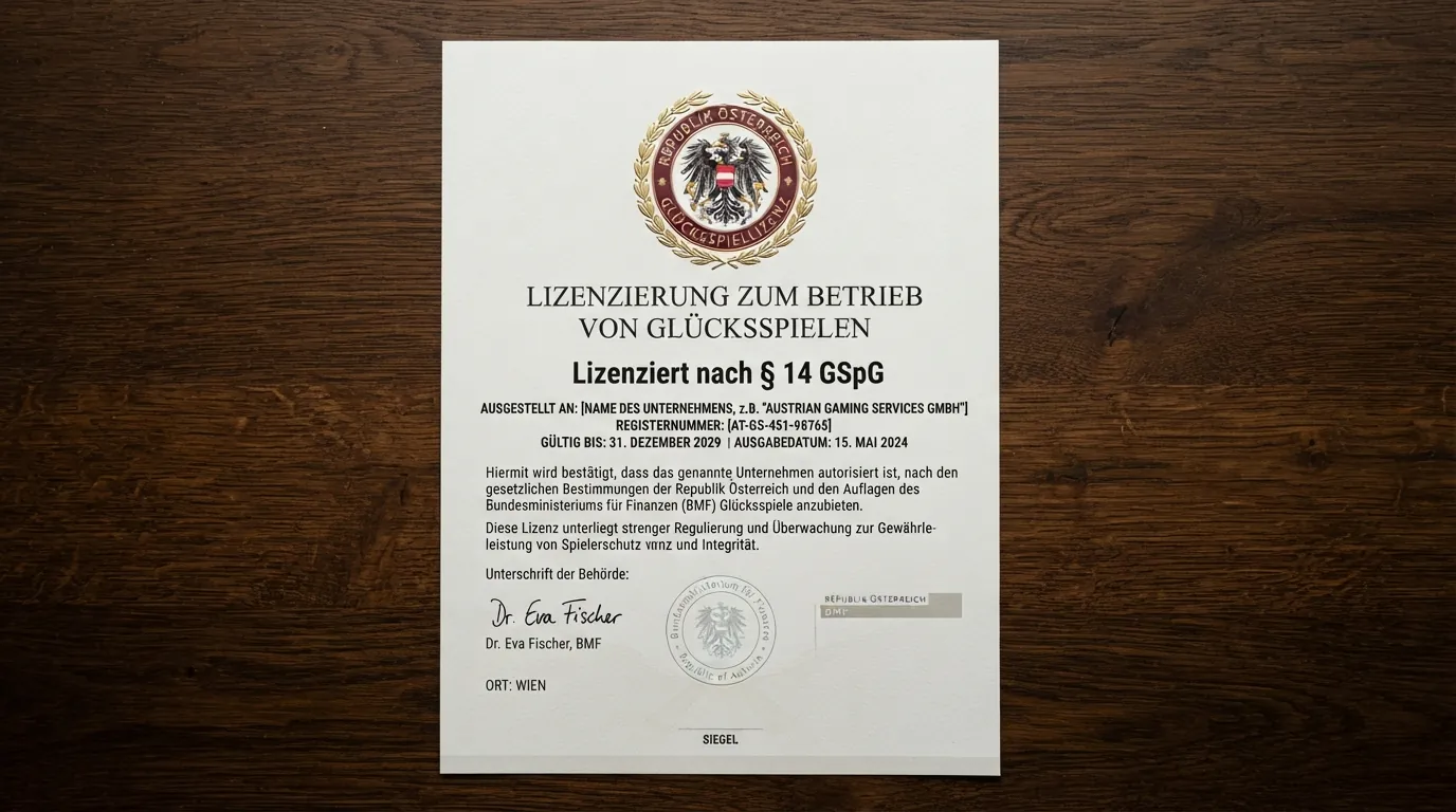 Offiziell wirkendes Dokument mit österreichischem Bundesadler und dem Schriftzug Glücksspielgesetz neben dem win2day-Logo