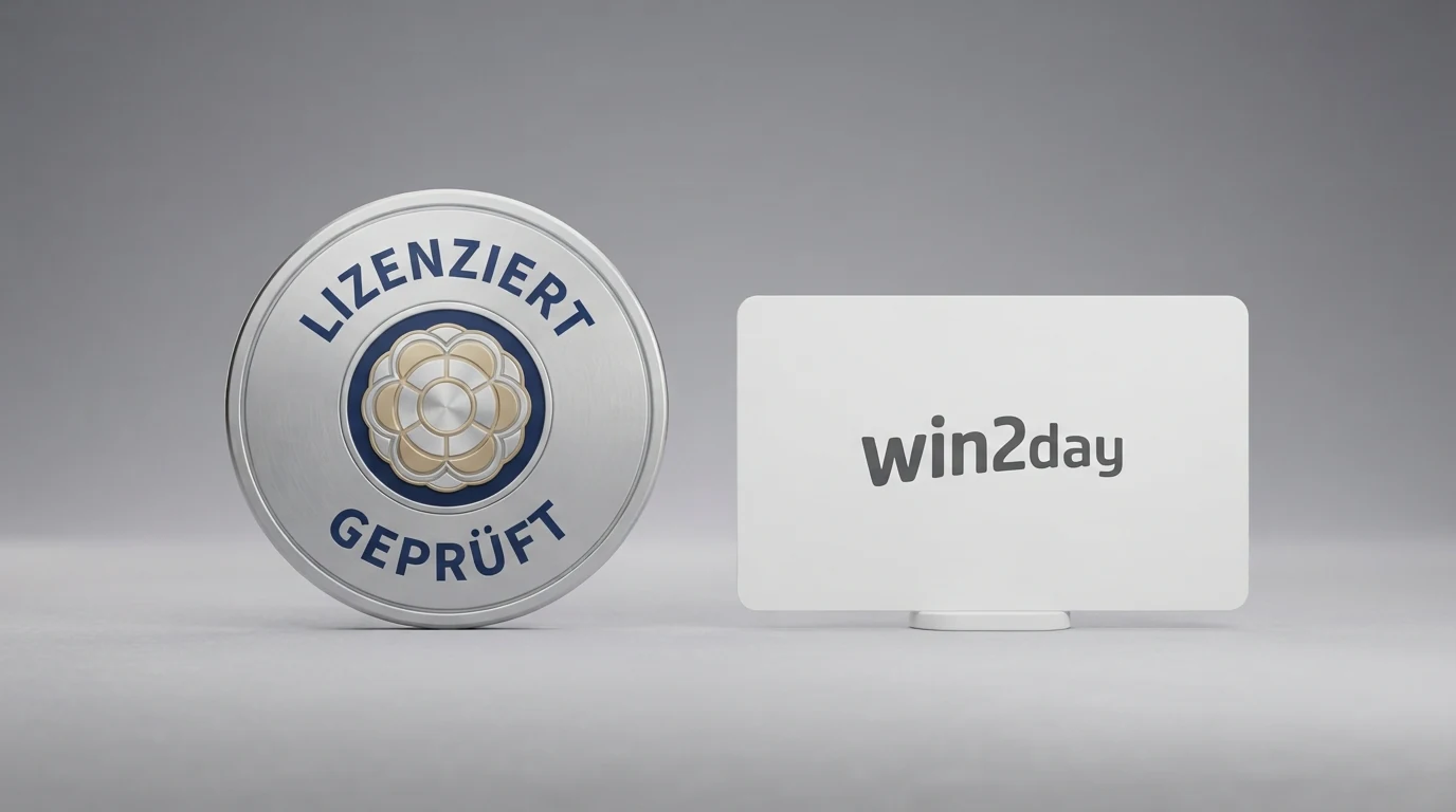 Eine Übersicht der österreichischen Glücksspiel-Lizenzstruktur: win2day als einziger Inhaber der Online-Konzession, daneben die landbasierten Konzessionen der Casinos Austria