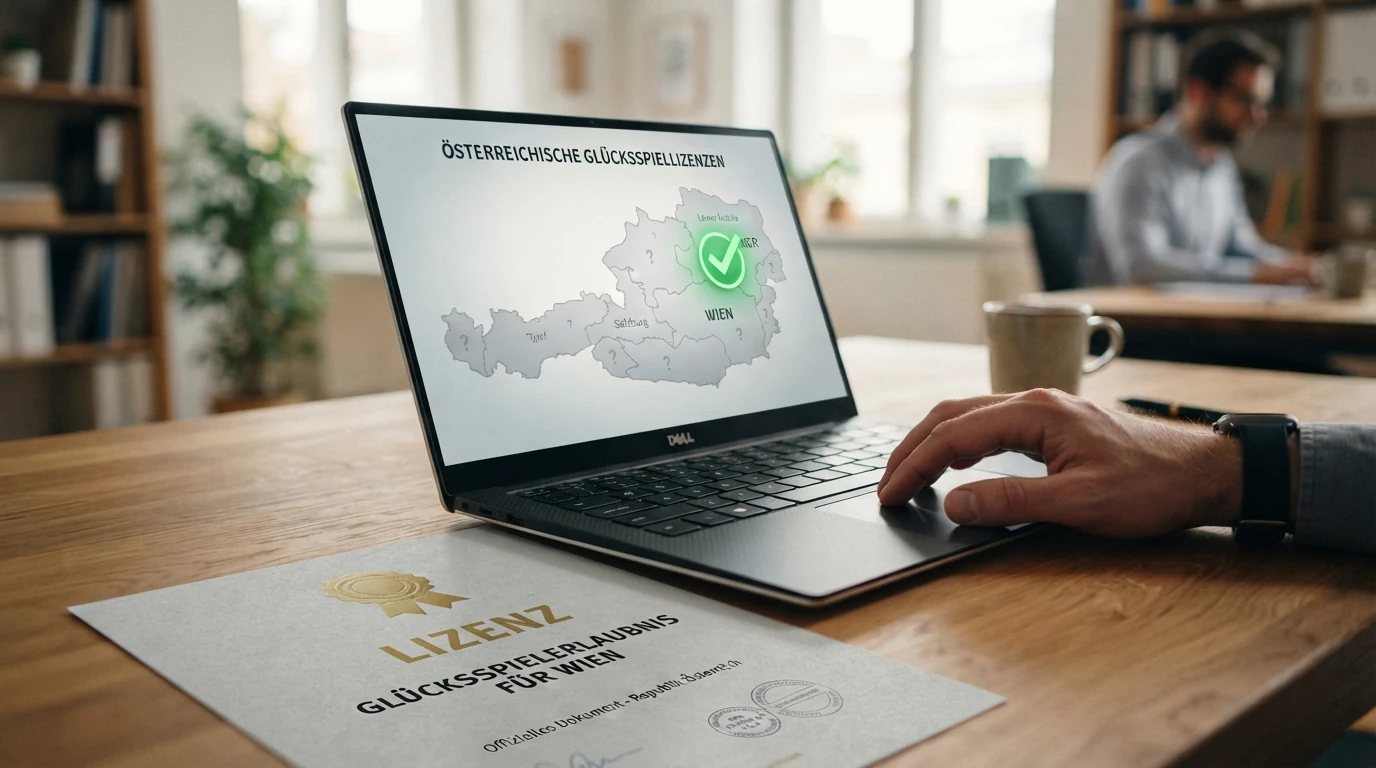 Eine stilisierte Österreich-Karte mit einem Haken-Symbol über Wien (win2day) und Fragezeichen über dem übrigen Bundesgebiet